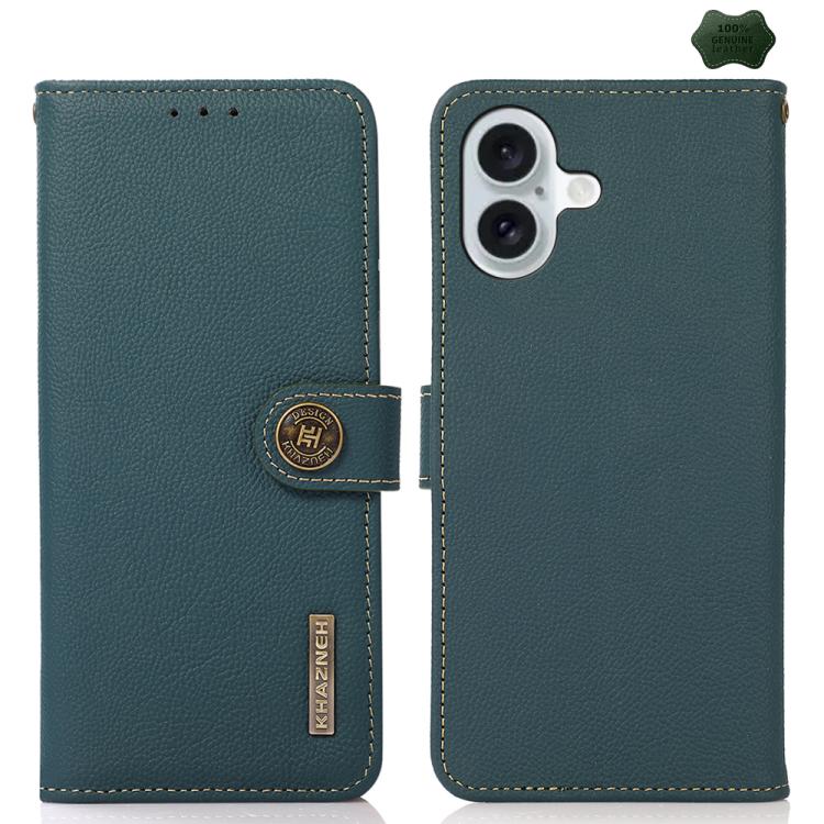 KHAZNEH Custer Genuine Leather RFID Phone Case, For iPhone 17 Pro Max, For iPhone 17 Pro, For iPhone 17, For iPhone 17 Air, For iPhone 16e, For iPhone 16 Pro Max, For iPhone 16 Pro, For iPhone 16 Plus