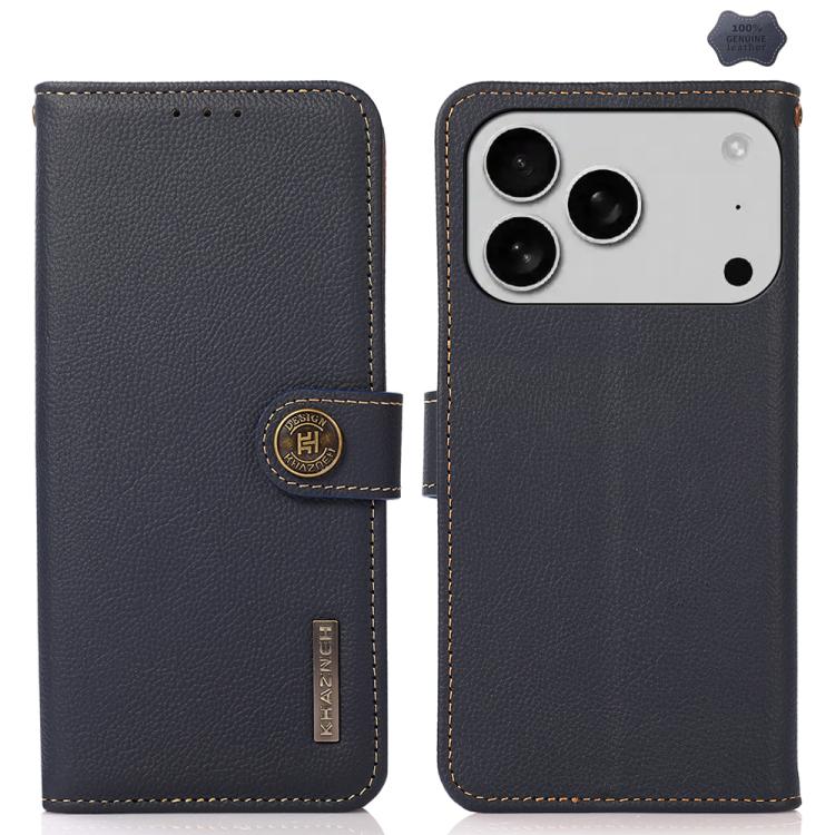 KHAZNEH Custer Genuine Leather RFID Phone Case, For iPhone 17 Pro Max, For iPhone 17 Pro, For iPhone 17, For iPhone 17 Air, For iPhone 16e, For iPhone 16 Pro Max, For iPhone 16 Pro, For iPhone 16 Plus