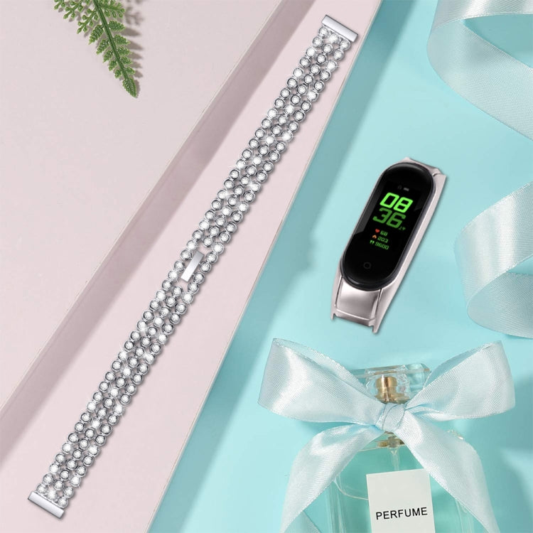 Diamond-studded Stainless Steel Replacement Wrist Strap, For Xiaomi Mi Band 3 / 4