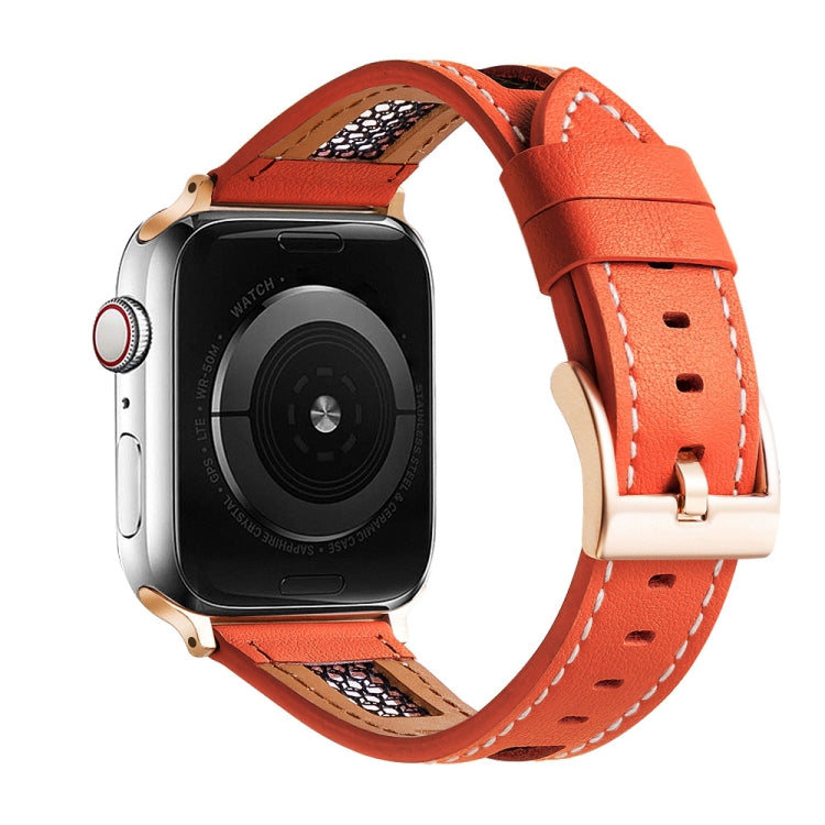 Mesh Calfskin Genuine Leather Watch Band, For Apple Watch Series 4 44mm, For Apple Watch Series 4 40mm, For Apple Watch Series 3 38mm