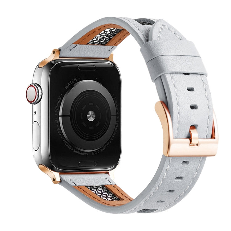 Mesh Calfskin Genuine Leather Watch Band, For Apple Watch Series 4 44mm, For Apple Watch Series 4 40mm, For Apple Watch Series 3 38mm