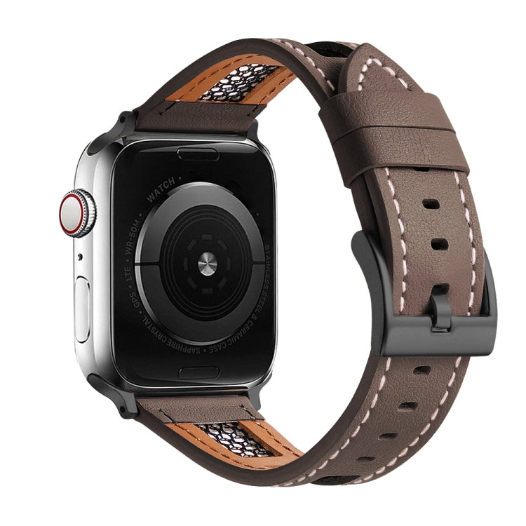 Mesh Calfskin Genuine Leather Watch Band, For Apple Watch Series 4 44mm, For Apple Watch Series 4 40mm, For Apple Watch Series 3 38mm