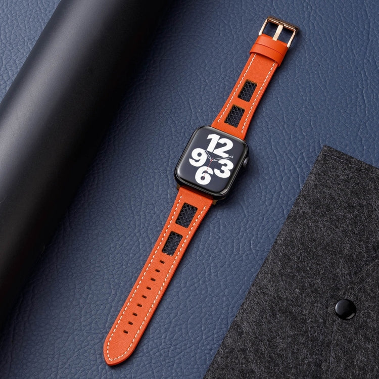 Mesh Calfskin Genuine Leather Watch Band, For Apple Watch Series 3 42mm, For Apple Watch Series 2 42mm, For Apple Watch Series 2 38mm