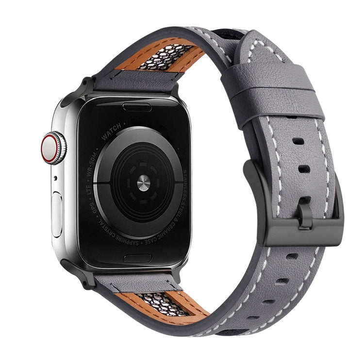 Mesh Calfskin Genuine Leather Watch Band, For Apple Watch Series 3 42mm, For Apple Watch Series 2 42mm, For Apple Watch Series 2 38mm