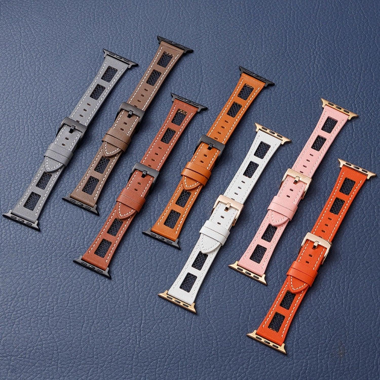 Mesh Calfskin Genuine Leather Watch Band, For Apple Watch Series 3 42mm, For Apple Watch Series 2 42mm, For Apple Watch Series 2 38mm