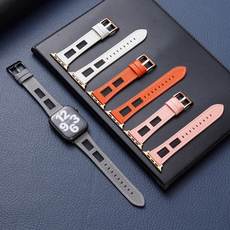 Mesh Calfskin Genuine Leather Watch Band, For Apple Watch Series 4 44mm, For Apple Watch Series 4 40mm, For Apple Watch Series 3 38mm