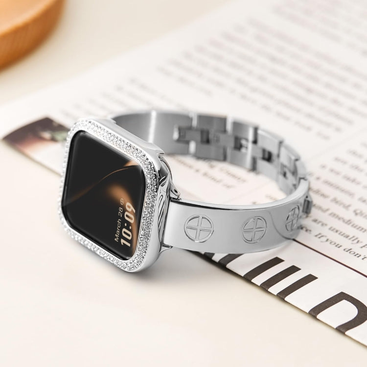 Cross Bracelet Stainless Steel Watch Band, For Apple Watch SE 2023 44mm, For Apple Watch SE 2023 40mm, For Apple Watch Ultra 2 49mm, For Apple Watch Series 9 45mm, For Apple Watch Series 9 41mm, For Apple Watch Ultra 49mm