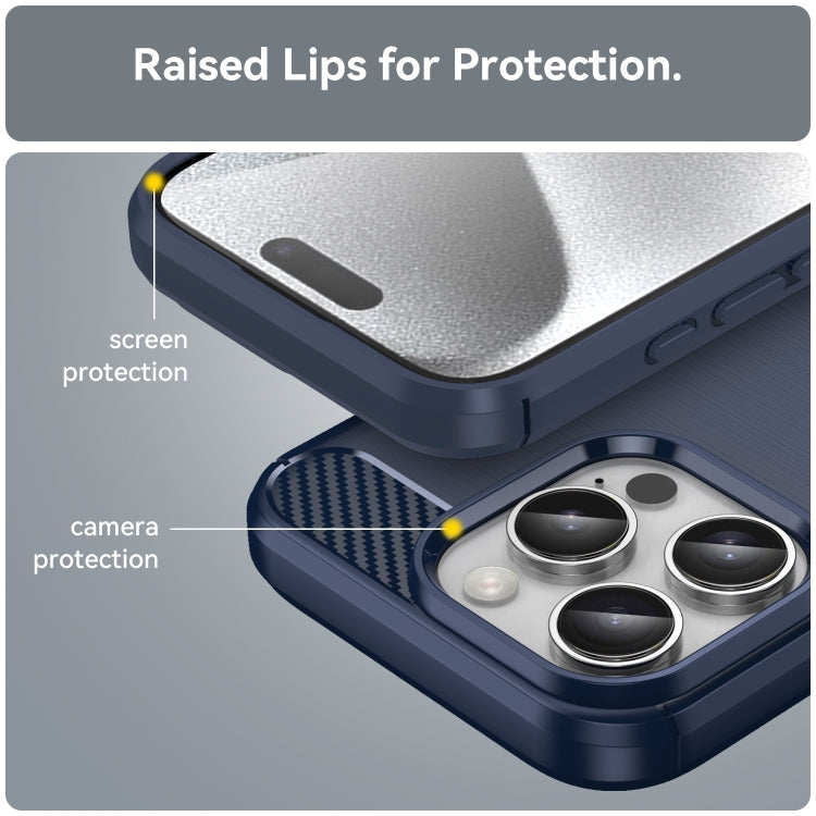 Brushed Texture Carbon Fiber TPU Phone Case, For iPhone 16