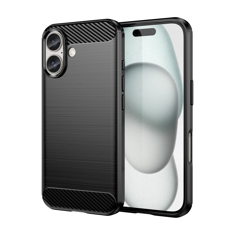 Brushed Texture Carbon Fiber TPU Phone Case, For iPhone 16