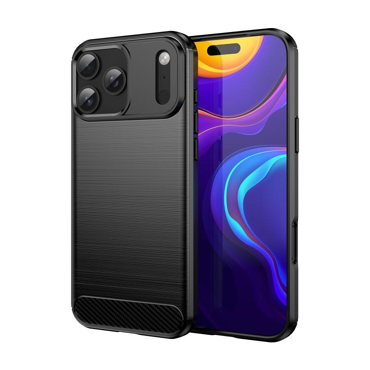 Brushed Texture Carbon Fiber TPU Phone Case, For iPhone 17 Pro Max, For iPhone 17 Pro, For iPhone 17, For iPhone 17 Air, For iPhone 16e, For iPhone 16 Pro Max, For iPhone 16 Pro, For iPhone 16 Plus