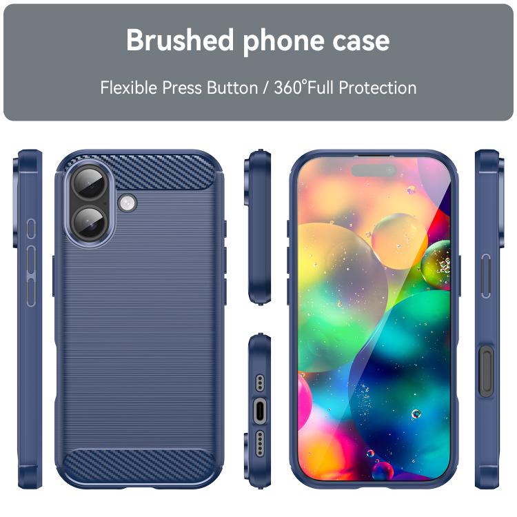Brushed Texture Carbon Fiber TPU Phone Case, For iPhone 17 Pro Max, For iPhone 17 Pro, For iPhone 17, For iPhone 17 Air, For iPhone 16e, For iPhone 16 Pro Max, For iPhone 16 Pro, For iPhone 16 Plus
