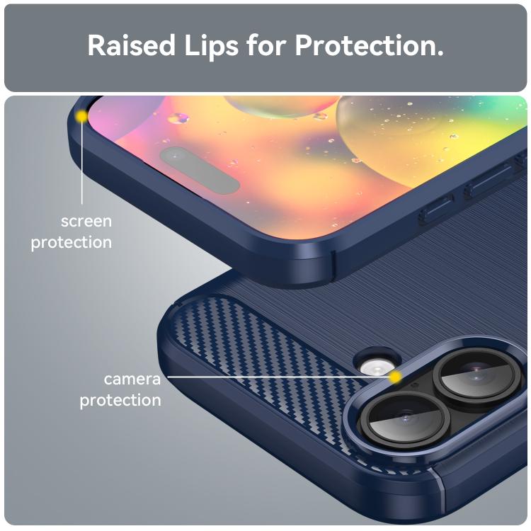 Brushed Texture Carbon Fiber TPU Phone Case, For iPhone 17 Pro Max, For iPhone 17 Pro, For iPhone 17, For iPhone 17 Air, For iPhone 16e, For iPhone 16 Pro Max, For iPhone 16 Pro, For iPhone 16 Plus