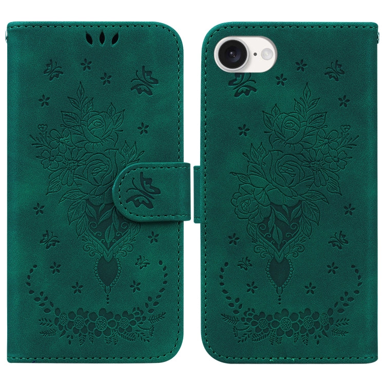 Butterfly Rose Embossed Leather Phone Case, iPhone 16e, For iPhone 16 Pro Max, For iPhone 16 Pro, For iPhone 16 Plus