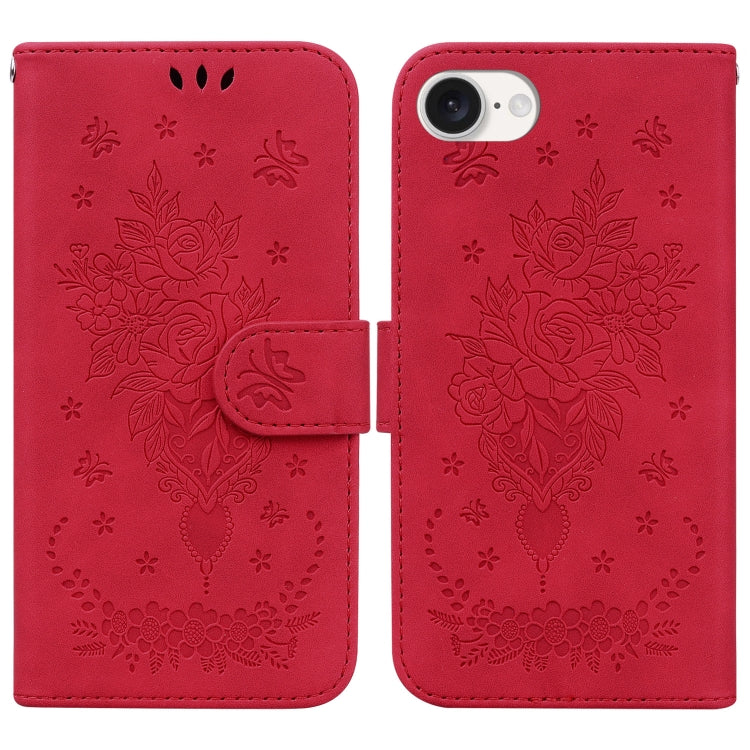 Butterfly Rose Embossed Leather Phone Case, iPhone 16e, For iPhone 16 Pro Max, For iPhone 16 Pro, For iPhone 16 Plus