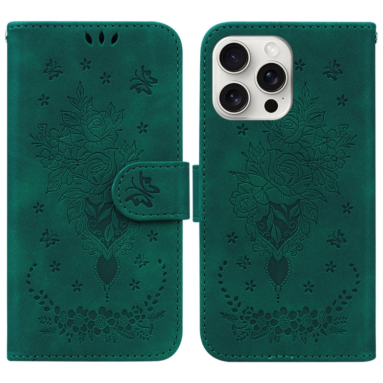 Butterfly Rose Embossed Leather Phone Case, iPhone 16e, For iPhone 16 Pro Max, For iPhone 16 Pro, For iPhone 16 Plus