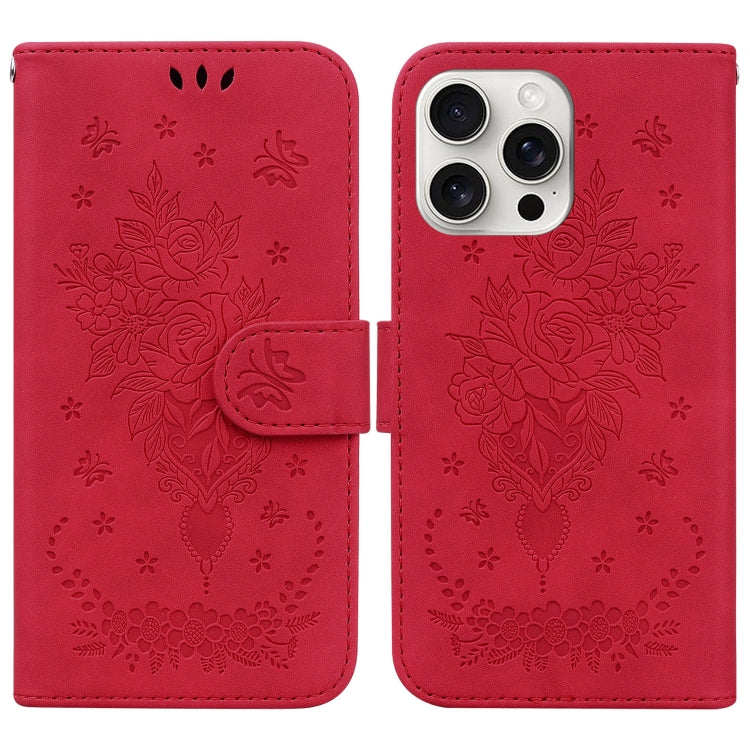 Butterfly Rose Embossed Leather Phone Case, iPhone 16e, For iPhone 16 Pro Max, For iPhone 16 Pro, For iPhone 16 Plus