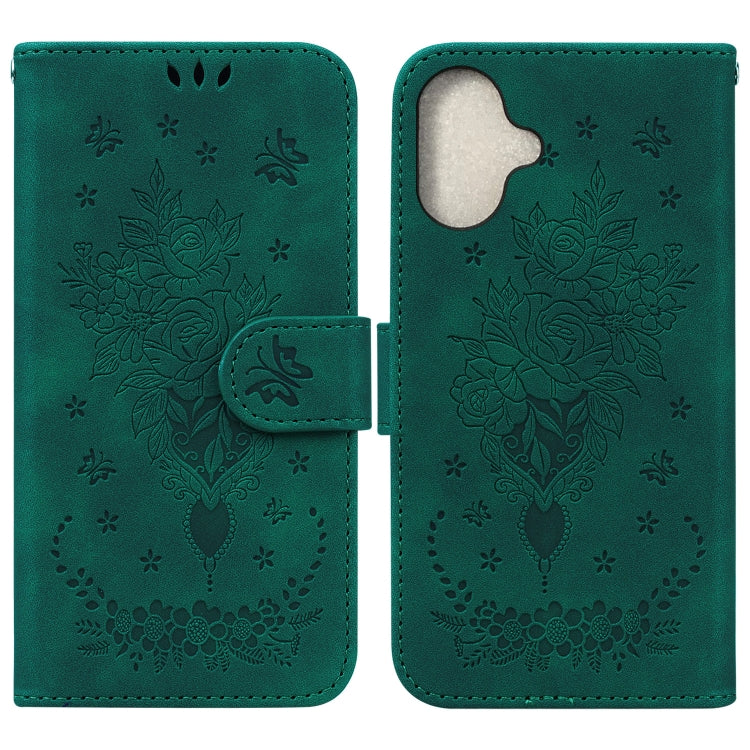 Butterfly Rose Embossed Leather Phone Case, iPhone 16e, For iPhone 16 Pro Max, For iPhone 16 Pro, For iPhone 16 Plus