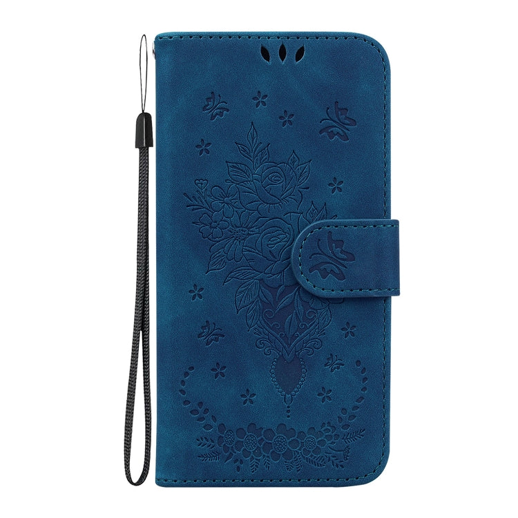 Butterfly Rose Embossed Leather Phone Case, For iPhone 16