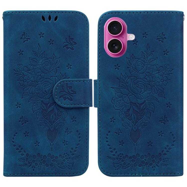 Butterfly Rose Embossed Leather Phone Case, For iPhone 17 Pro Max, For iPhone 17 Pro, For iPhone 17, For iPhone 17 Air