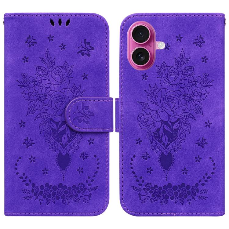 Butterfly Rose Embossed Leather Phone Case, For iPhone 17 Pro Max, For iPhone 17 Pro, For iPhone 17, For iPhone 17 Air