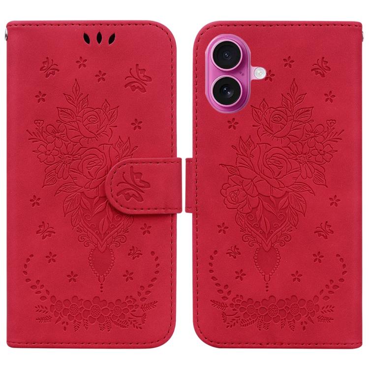 Butterfly Rose Embossed Leather Phone Case, For iPhone 17 Pro Max, For iPhone 17 Pro, For iPhone 17, For iPhone 17 Air