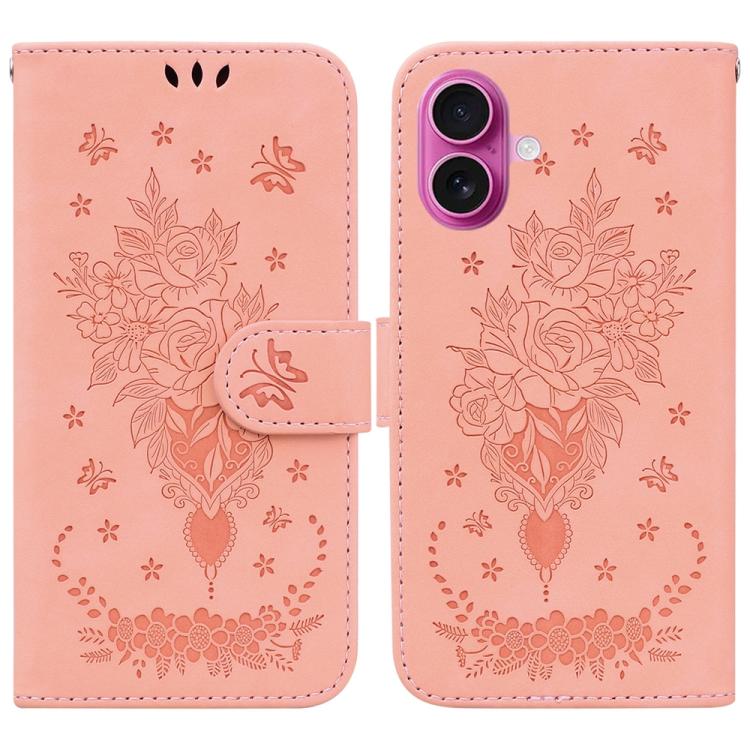 Butterfly Rose Embossed Leather Phone Case, For iPhone 17 Pro Max, For iPhone 17 Pro, For iPhone 17, For iPhone 17 Air