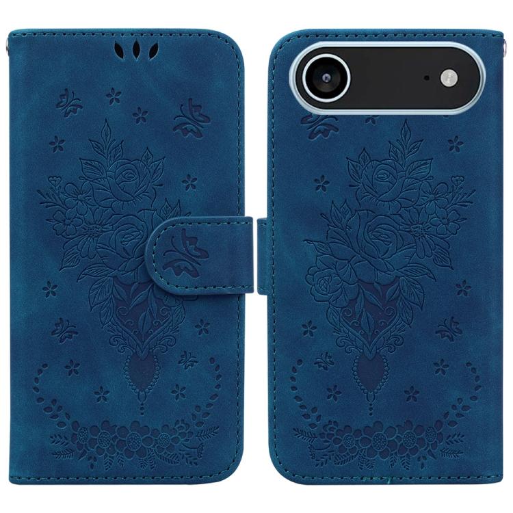 Butterfly Rose Embossed Leather Phone Case, For iPhone 17 Pro Max, For iPhone 17 Pro, For iPhone 17, For iPhone 17 Air