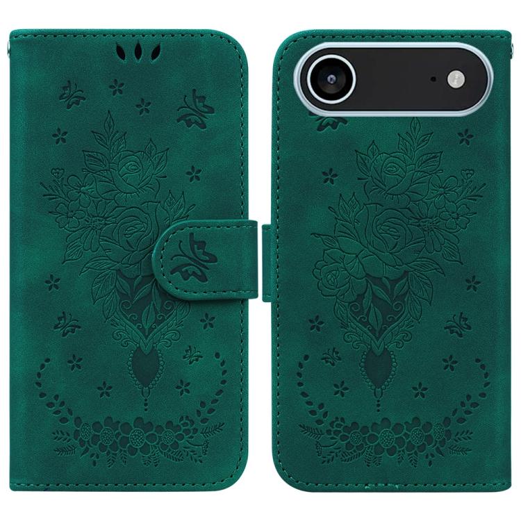 Butterfly Rose Embossed Leather Phone Case, For iPhone 17 Pro Max, For iPhone 17 Pro, For iPhone 17, For iPhone 17 Air