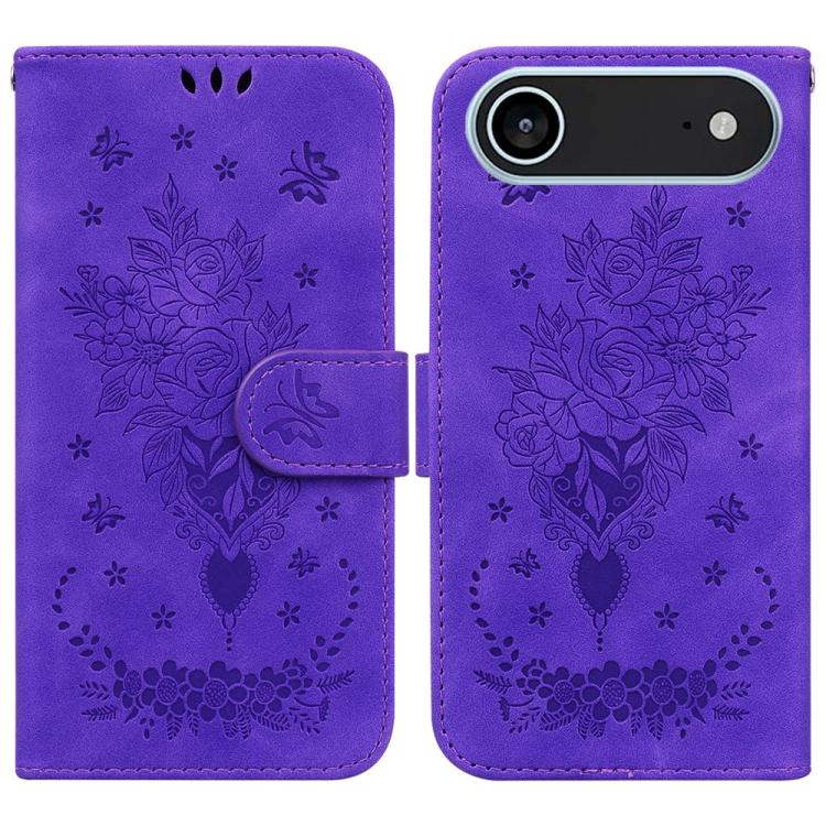Butterfly Rose Embossed Leather Phone Case, For iPhone 17 Pro Max, For iPhone 17 Pro, For iPhone 17, For iPhone 17 Air