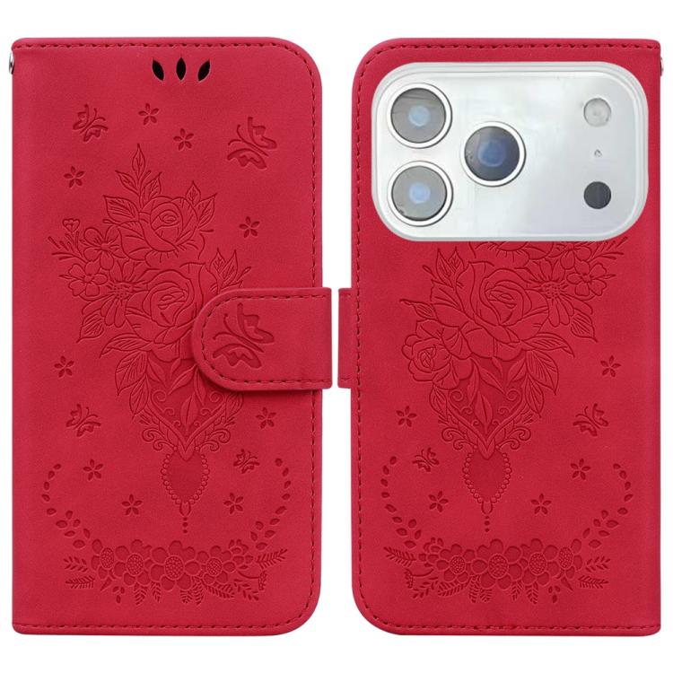 Butterfly Rose Embossed Leather Phone Case, For iPhone 17 Pro Max, For iPhone 17 Pro, For iPhone 17, For iPhone 17 Air