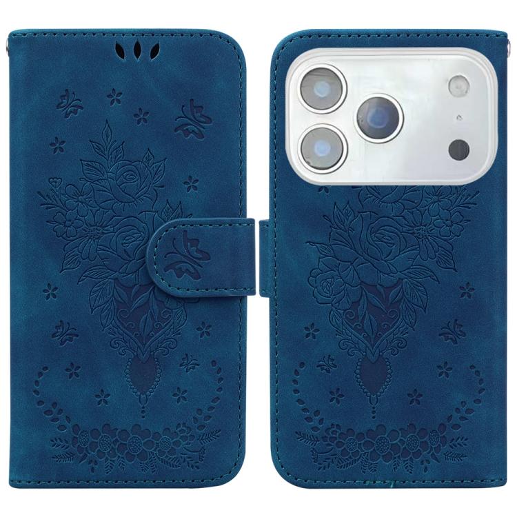 Butterfly Rose Embossed Leather Phone Case, For iPhone 17 Pro Max, For iPhone 17 Pro, For iPhone 17, For iPhone 17 Air