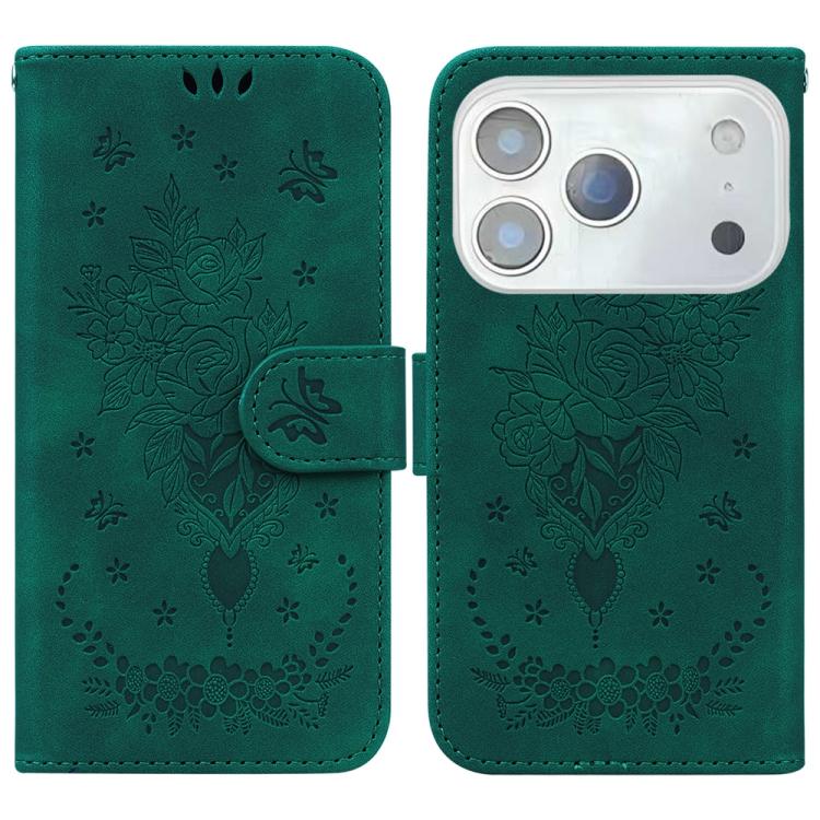 Butterfly Rose Embossed Leather Phone Case, For iPhone 17 Pro Max, For iPhone 17 Pro, For iPhone 17, For iPhone 17 Air