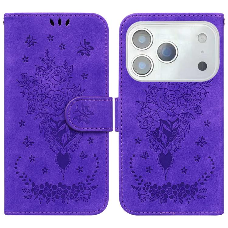 Butterfly Rose Embossed Leather Phone Case, For iPhone 17 Pro Max, For iPhone 17 Pro, For iPhone 17, For iPhone 17 Air