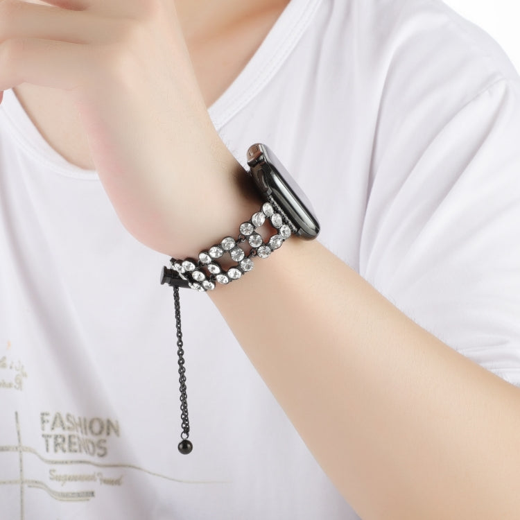 Rhinestone Metal Bracelet Watch Band, For Apple Watch SE 2023 44mm, For Apple Watch SE 2023 40mm, For Apple Watch Ultra 2 49mm, For Apple Watch Series 9 45mm, For Apple Watch Series 9 41mm, For Apple Watch Ultra 49mm