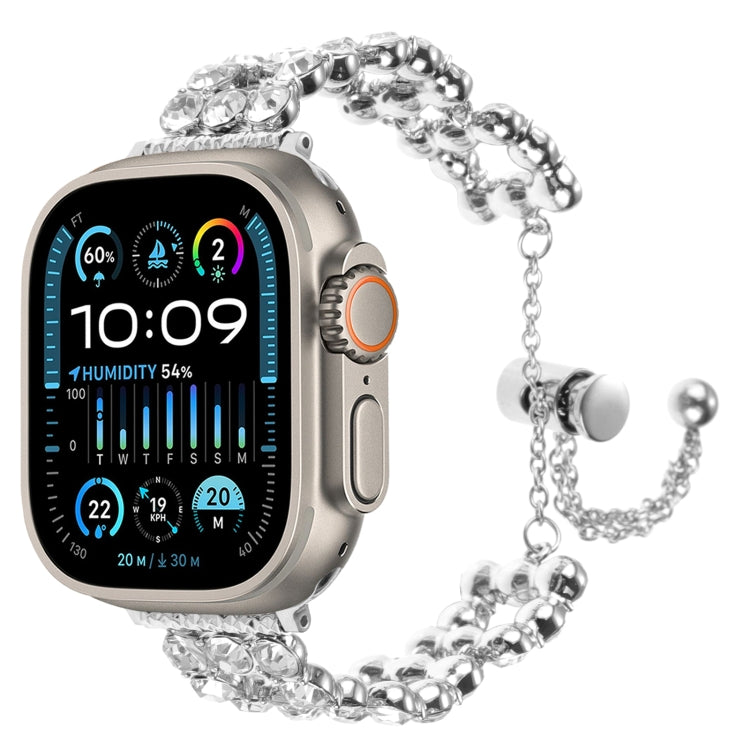 Rhinestone Metal Bracelet Watch Band, For Apple Watch SE 2023 44mm, For Apple Watch SE 2023 40mm, For Apple Watch Ultra 2 49mm, For Apple Watch Series 9 45mm, For Apple Watch Series 9 41mm, For Apple Watch Ultra 49mm