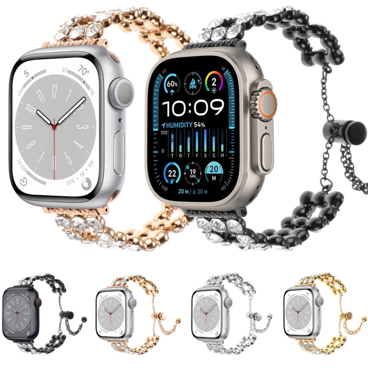 Rhinestone Metal Bracelet Watch Band, For Apple Watch SE 2023 44mm, For Apple Watch SE 2023 40mm, For Apple Watch Ultra 2 49mm, For Apple Watch Series 9 45mm, For Apple Watch Series 9 41mm, For Apple Watch Ultra 49mm