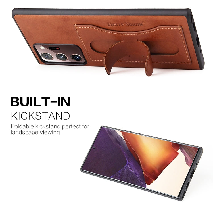 Fierre Shann Full Coverage Protective Leather Case with Holder & Card Slot, For iPhone 12 mini, For iPhone 12 / 12 Pro, For iPhone 12 Pro Max, For Galaxy Note20, For Galaxy Note20 Ultra