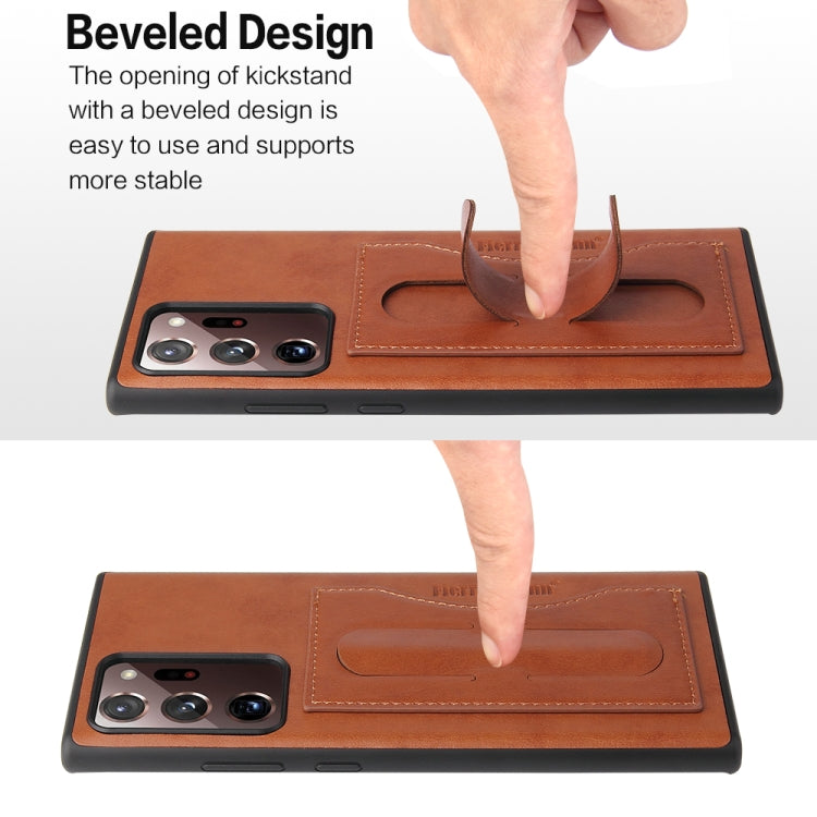 Fierre Shann Full Coverage Protective Leather Case with Holder & Card Slot, For iPhone 12 mini, For iPhone 12 / 12 Pro, For iPhone 12 Pro Max, For Galaxy Note20, For Galaxy Note20 Ultra