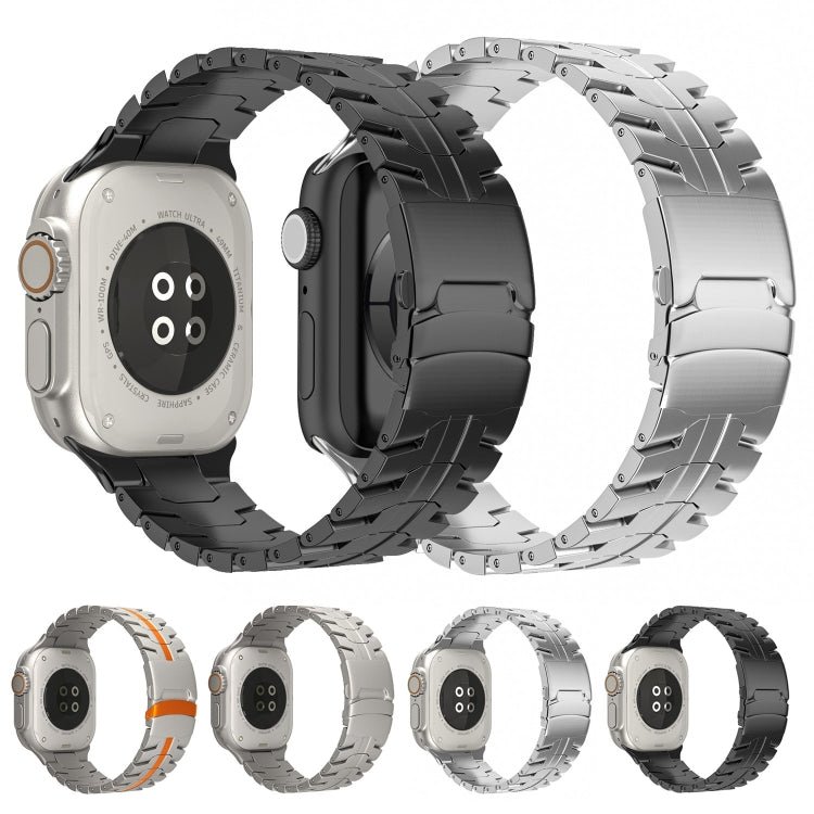 Double Lock Buckle Turtle Titanium Steel Watch Band, For Apple Watch Series 8 41mm, For Apple Watch Series 8 45mm, For Apple Watch SE 2022 40mm, For Apple Watch SE 2022 44mm, For Apple Watch Series 7 41mm, For Apple Watch Series 7 45mm
