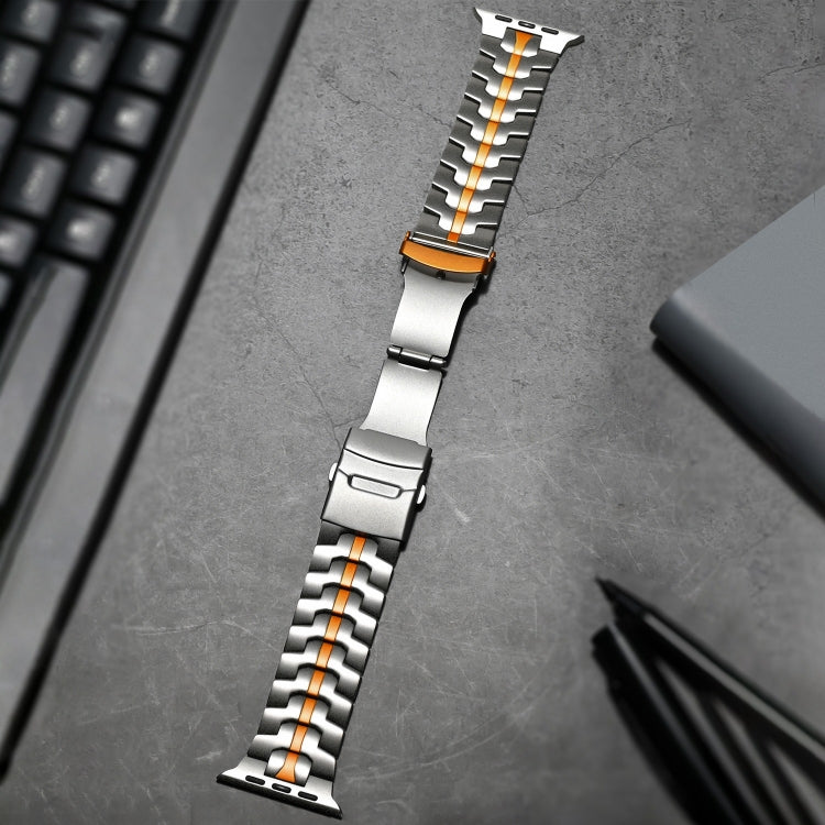 Double Lock Buckle Turtle Titanium Steel Watch Band, For Apple Watch Series 8 41mm, For Apple Watch Series 8 45mm, For Apple Watch SE 2022 40mm, For Apple Watch SE 2022 44mm, For Apple Watch Series 7 41mm, For Apple Watch Series 7 45mm