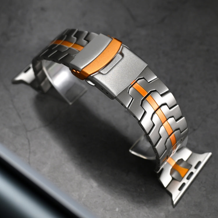 Double Lock Buckle Turtle Titanium Steel Watch Band, For Apple Watch Series 4 44mm, For Apple Watch Series 4 40mm, For Apple Watch Series 3 38mm, For Apple Watch Series 3 42mm, For Apple Watch Series 2 42mm, For Apple Watch Series 2 38mm