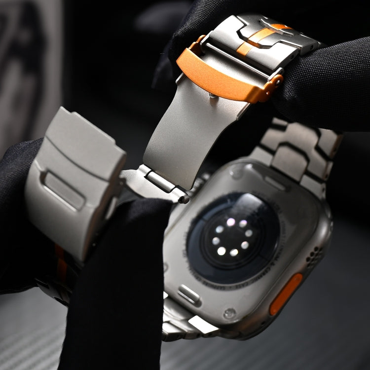 Double Lock Buckle Turtle Titanium Steel Watch Band, For Apple Watch Series 8 41mm, For Apple Watch Series 8 45mm, For Apple Watch SE 2022 40mm, For Apple Watch SE 2022 44mm, For Apple Watch Series 7 41mm, For Apple Watch Series 7 45mm