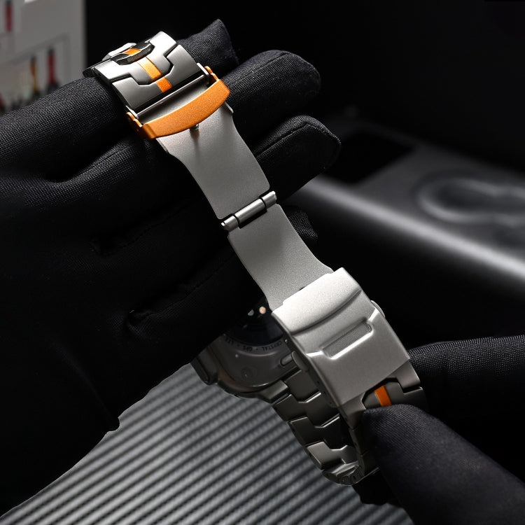 Double Lock Buckle Turtle Titanium Steel Watch Band, For Apple Watch Series 4 44mm, For Apple Watch Series 4 40mm, For Apple Watch Series 3 38mm, For Apple Watch Series 3 42mm, For Apple Watch Series 2 42mm, For Apple Watch Series 2 38mm