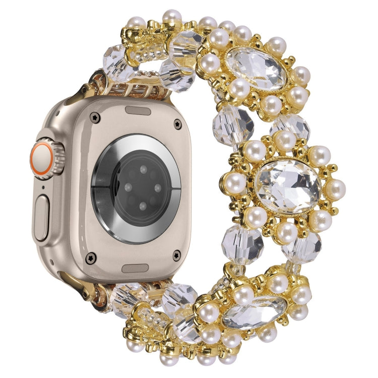 Beaded Pearl Gemstone Bracelet Watch Band, For Apple Watch SE 2023 44mm, For Apple Watch SE 2023 40mm, For Apple Watch Ultra 2 49mm, For Apple Watch Series 9 45mm, For Apple Watch Series 9 41mm, For Apple Watch Ultra 49mm