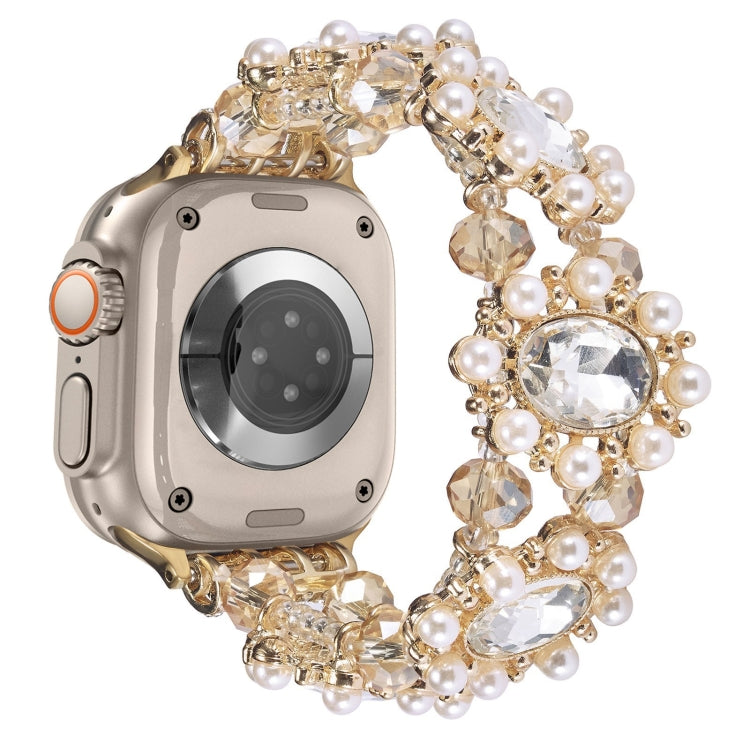 Beaded Pearl Gemstone Bracelet Watch Band, For Apple Watch SE 2023 44mm, For Apple Watch SE 2023 40mm, For Apple Watch Ultra 2 49mm, For Apple Watch Series 9 45mm, For Apple Watch Series 9 41mm, For Apple Watch Ultra 49mm