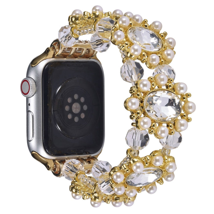 Beaded Pearl Gemstone Bracelet Watch Band, For Apple Watch Series 8 41mm, For Apple Watch Series 8 45mm, For Apple Watch SE 2022 40mm, For Apple Watch SE 2022 44mm, For Apple Watch Series 7 41mm, For Apple Watch Series 7 45mm