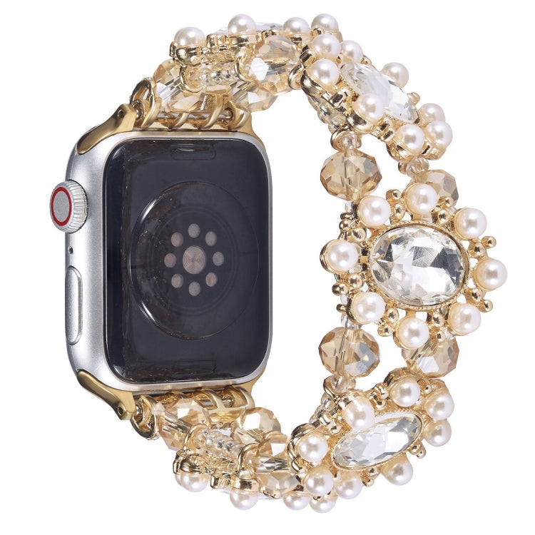 Beaded Pearl Gemstone Bracelet Watch Band, For Apple Watch Series 8 41mm, For Apple Watch Series 8 45mm, For Apple Watch SE 2022 40mm, For Apple Watch SE 2022 44mm, For Apple Watch Series 7 41mm, For Apple Watch Series 7 45mm