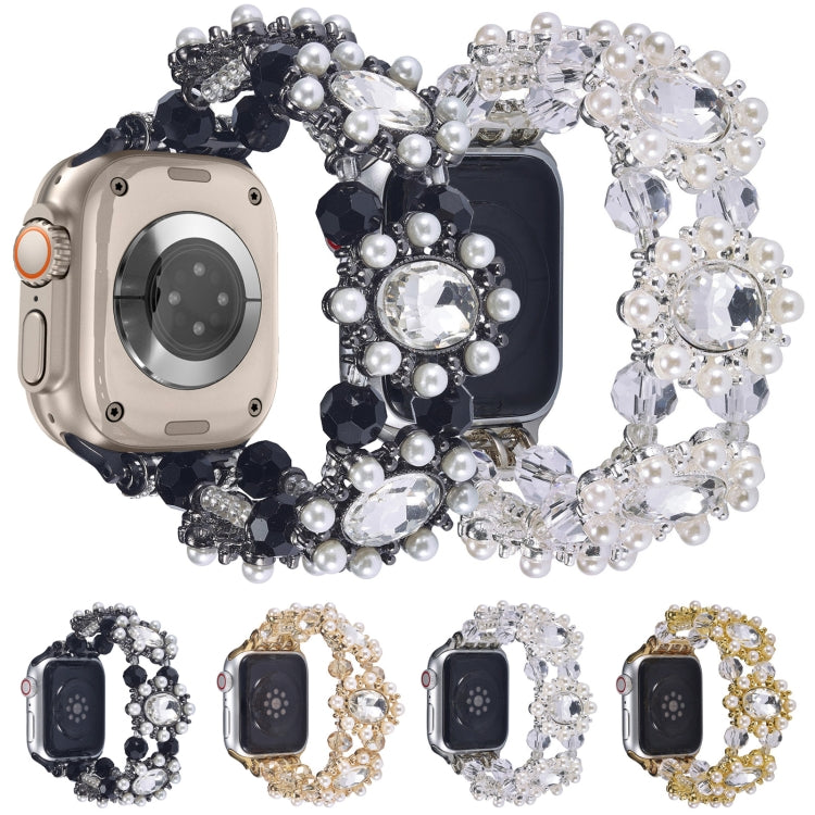 Beaded Pearl Gemstone Bracelet Watch Band, For Apple Watch Series 8 41mm, For Apple Watch Series 8 45mm, For Apple Watch SE 2022 40mm, For Apple Watch SE 2022 44mm, For Apple Watch Series 7 41mm, For Apple Watch Series 7 45mm