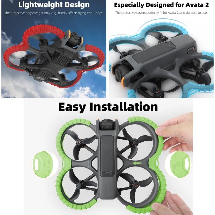 For DJI Avata 2 Sunnylife Drone Anti-Collision Protective Cover, Back Plate, Propeller Ring Stripes, Combo Case Kit