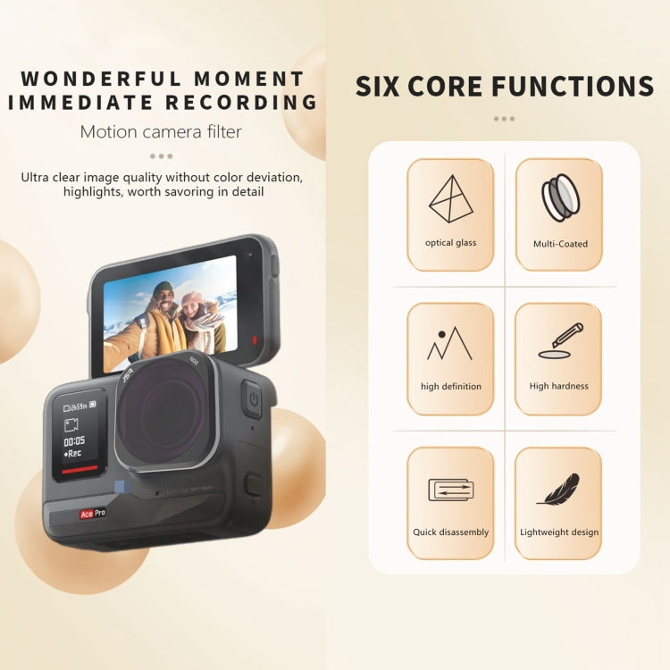 For Insta360 Ace Pro JSR ACE PRO KB Series Camera Lens Filter, MCUV, CPL, ND8, ND16, ND32, ND64, ND1000, ND8PL, ND16PL, ND32PL, ND64PL, NIGHT, STAR, Streak Gold Drawing, Streak Blue Drawing, Macro 10X, 3 in 1 CPL ND8 ND16, 4 in 1 UV CPL ND16 ND32������...